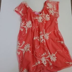 Coral Embroidered Dress 2T